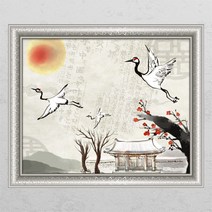 꾸밈데코_창문모양시트지_전통수묵화학과호랑이(ca608)_포인트시트지창문모양시트지벽장식시트그림창문액자, 2타입까치와 전통가옥