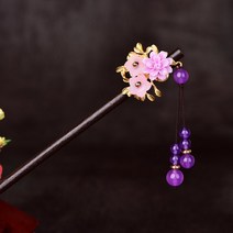 중국 민족 고대 머리핀 모자를 쓰고 있죠 Hanfu 술 공주 단계 흔들어 특성 나무 컬러 유약, 02 02 Purple
