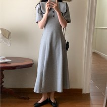 둥근카라 복고풍 롱 원피스 결혼식2부 원피스