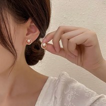 로운몰 여성 14K 여성 동그라미 진주 심플 귀걸이