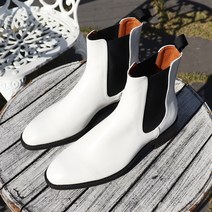 남자 천연 소가죽 5cm 업 키높이 화이트 첼시부츠 2컬러