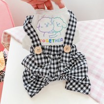 귀여운 가을 올인원 소형견 트윈룩 강아지 시밀러룩 여름 개플룩 애완견 후드티 봄, 컬러 함께-멜빵바지, M-가슴둘레 35-39cm 총장 28-32cm 정도