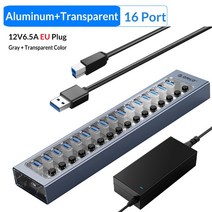 usb허브 c타입허브 호환 ORICO Usb Hub 5Gbps 3.0 HUB Dock Station with QC Acefast Charger 7 Port Split, 16 16Port EU