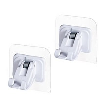 벽걸이 막대 클립 접착 벽 커튼 걸이 클램프 후크 커튼 샤워 커튼 막대 고정 클립 걸이 랙 후크 2 개, White 2pcs