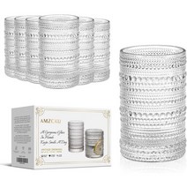 Amzcku 빈티지 하이볼 드링킹 글라스 6개 세트 주방 안경 컵（13 OZ，물， 칵테일，우유）주스，음료 .…, Clear
