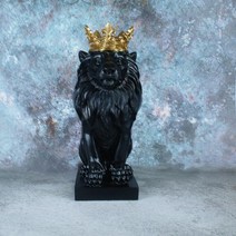 북유럽 인테리어 사자상 왕관 오브제 장식 소품 6종, 블랙 13x19x36cm