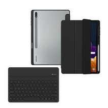 라이노핏 와이드 블루투스 키보드+클리어쉴드 플러스 케이스 세트 (갤럭시탭 S7+/S7 FE/S8+), 블랙(키보드)+블랙(케이스)
