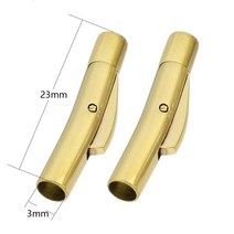 비즈공예 원석 10pcs 스테인레스 스틸 총검 버클 2mm 8mm 구멍 푸시 잠금 레이스 가죽 코드 걸쇠 DIY 팔찌, 08 smooth gold3mm