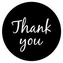 도나앤데코 느낌있는 땡큐 답례품 감사 원형스티커 5cm, 블랙, 60개입