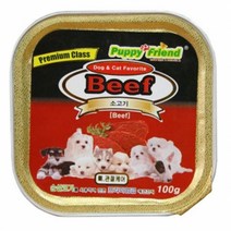 퍼피프랜드 강아지 애견 소고기 사각캔 100g, 1