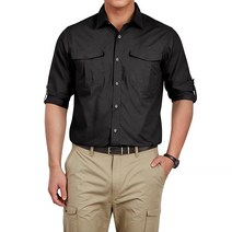 FREE SOLDIER 남성용 긴소매 UPF 50+ 낚시 셔츠 보호 하이킹 경량 통기성 빠른 건조 (카키 S) 292660, Large, Black, Black