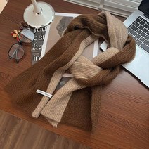 SJW 여성 배색 골지 니트 머플러 목도리 따뜻한 소프트 겨울 코디 4가지 컬러