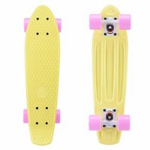 Playshion Complete 55.9cm(22인치) 미니 크루저 스케이트보드 초보자용 튼튼한 데크 포함 옐로우, Yellow, Yellow