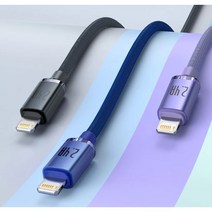 베이스어스 크리스탈 아이폰 케이블 온도 조절 고속 충전기 애플 아이팟 아이패드 2in1, 2m, 블랙