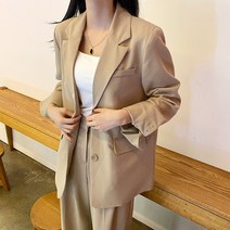 핫투 [자켓+슬랙스]셋업 투피스 뒷밴딩 팬츠 세트 (3color)
