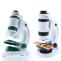 포커스 듀얼 LED 휴대용 현미경 60X-180X배 줌배율, 블랙