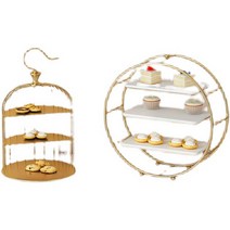 연말파티 컵 케이크 접시 스탠드 호텔 진열대, 골드 A5종 세트