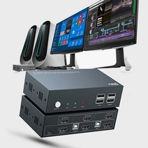 !junjjang!9650ea 2대PC를 1대처럼 제어 4K 듀얼모니터지원 KVM스위치, 선택제어기