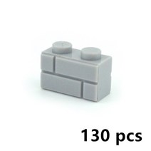 롱브릭타일 접착식파벽돌 파벽돌 DIY 빌딩 블록 벽 그림 벽돌 1x2 1x3 1x4 L 도트 교육 크리 에이 티브 건, 01 gray 1X2 130pcs