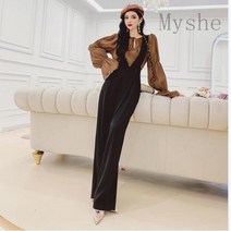 [Myshe]여성용 봄 여름 패션 슬림핏 정장 멜빵 팬츠 와이드 팬츠 juan403DA6