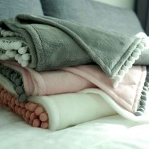 [천삼백케이] [데코코] 극세사 폼폼 블랭킷 S