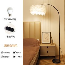 깃털 플로어 램프 LED 스탠드조명 플로어스탠드 거실 침실 무드등 인테리어 장스탠드 조명, 블랙 + 7와트 3단 조광