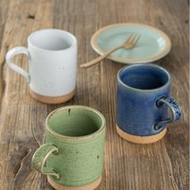 진 빈티지 핸드메이드 도자기 머그컵 카페머그 예쁜 선물용 커피머그잔 500ml, 블루