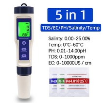 수질 측정기 물 수질 검사기 TDS 온도 EC PH 염분계 LCD 디스플레이 수족관 모니터 5 in 1, 01 5 in 1