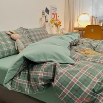 puildaug 목화 침대 4 피스 세트 4 격자 무늬 샌딩 퀼트 커버 기숙사 침대 시트 3 피스 세트 3 단일 퀼트 커버 단일 용품