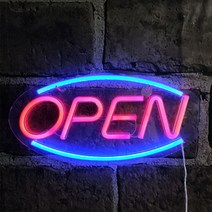 DGITEM LED 네온사인 헬로 오픈 간판 조명 개업선물, 2포트 충전기