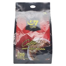 G7 베트남 퓨어블랙 커피 파우치 100T 사무실 진한 무설탕 커피믹스, 7.05oz, 100티