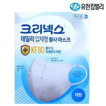 크리넥스 황사마스크 KF80 대형 화이트 데일리 방역마스크 미세먼지 차단 개별포장, 1EA