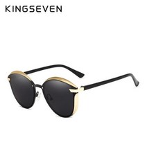 KINGSEVEN 고양이 눈 선글라 여성 편광 패션 숙 녀 태양 안경 빈티지 그늘 Oculos de sol Feminino UV400, C01 Gold Gray_CHINA, 01 C01 Gold Gray