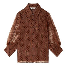 베스띠벨리 여성용 도트 플라워 볼륨 소매 블라우스 BDBAH2407