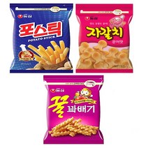 [안녕골목마켓] 대용량지퍼팩 과자세트 꿀꽈배기+포스틱+자갈치