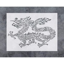GSS Designs 드래곤 벽 장식 스텐실 - 중국 아시아 동양 드래곤 스텐실 (30.5x40.6cm) 페인팅 - 벽 가구 패브릭 우드 스텐실 - 벽 데칼용 재사용 가능한 템플릿