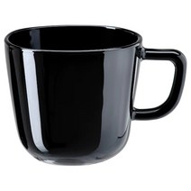 이케아 바키그 머그컵 370ml 블랙 9cm 강화유리