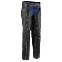밀워키 Leather Chaps for Women 블랙 프리미엄 스킨 러브드 솔기 - 강조된 레이스 디테일 오토바이 챕 MLL6526 라지