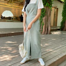 피그먼트 멜빵 코튼원피스