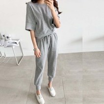 민스타일 국민 트레이닝복 여름 반팔티 9부 조거팬츠 세트 캠핑룩