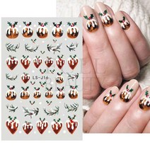 크리스마스네일 크리스마스 네일스티커 스티커 진저 쿠키 홀리 잎 슬라이더 겨울 눈 덮인 새해 산타 캔디 데칼 매니큐어 LSJ15, LS-J16