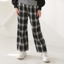 키키다이어리 주니어 통바지 체크 와이드 팬츠 봄 초등여아바지