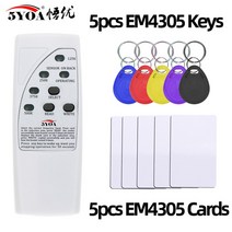 카드리더기 4 주파수 Rfid 카드 리더 라이터 125KHz 복사기 ID 태그 프로그래머 표시기 EM4305 T5577 키 Keyfob, [01] with 5 Keys 5 Cards