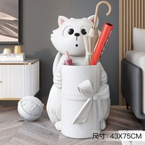 고양이 연필꽂이 책상 정리함 사무용품, H. 큰 눈 고양이 바닥 수납 장식품-화이트(높이 75