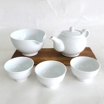 백자 무지 고리 3인 다기세트