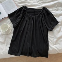 여름블라우스 반팔셔츠 시리즈 주름 둥근 목 반팔 셔츠 여름 여성 옷 슬리밍 풀오버 탑
