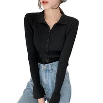 러블로어 골지 단추 카라니트