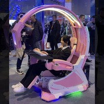 게이밍체어 침대형의자 각도조절 콕핏 무중력 침대형 우주선, 여신 파우더 플래그십