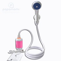 파파모미 캠핑샤워기 야외샤워기 무선 휴대용, 핑크