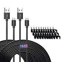 tohao 2팩 16ft 전원 연장 케이블 usb-마이크로 USB 내구성 충전 및 wyzecamwyze cam 팬blinkyi 카메라nestcam 실내furbo 클라우드 캠과